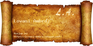 Lovasi Ambró névjegykártya